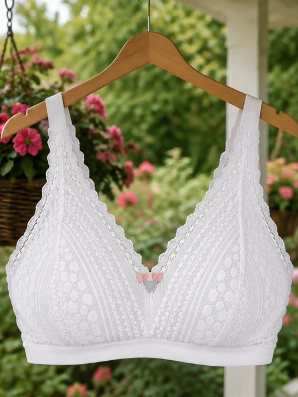 NWT Freya Daisy Lace Soft Plunging Bralette White L Comfortable